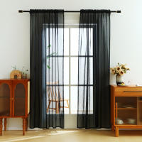 Cortina De Tela De Poliéster Negra Transparente Con Bolso Para Percha Estilo Oscuro Para Decoración De Habitaciones - details 3