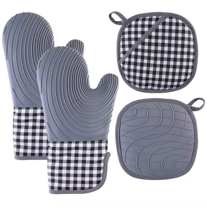 Juego de manoplas para Horno y Olas, Resistencia al Calor avanzada, agarre with Textura antideslizante, para Cocina, hornear, barbacoa - 1