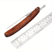 Afeitadora Retro Para Hombre Con Mango De Madera De Pera Hoja De Acero Carbono Herramienta De Afeitar Barbería Para Barba Y Cuello - details 1