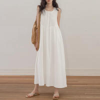 Vestido Largo Sin Mangas De Verano ZANZEA Estilo Coreano Suelto Con Pliegues Para La Playa Vestido Casual De Playa A-Line Para Mujer - details 3