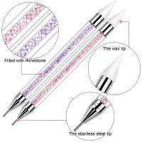 1Pc Art White Dual-head Wax Pen Con Adornos De Diamante Y Herramienta Para Colocar Cuentas De Cristal En Manicura - details 11