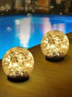 Lámpara Solar Para Jardín Con Bola De Vidrio Rotura Luz LED Blanco Cálido Impermeable Para Decoración De Patio Camino Jardín Césped - details 1