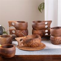 Tazas de té de madera, tazas de leche de madera de acacia, tazas de café, artículos para beber en la cocina, té - details 3