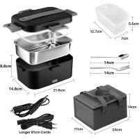 Fiambrera eléctrica con calefacción, 75 W, desmontable, de acero inoxidable, 1,8 L, 12 V/24 V/220 V, fiambrera para coche/camión/oficina, bolsa aislada - details 2