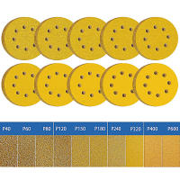 Papel De Lija Amarillo De 125mm 8 Agujeros Para Discos De Pulido De Metal Y Madera Herramienta Abrasiva Para Talleres Y Bricolaje - details 9