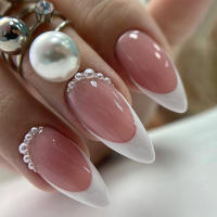 24Pcs Set Uñas Postizas De Acrílico Blancas Con Borde Ovaladas Adhesivas Fáciles De Usar Y Quitar Cubierta Total De Uñas - details 28