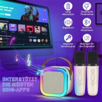 FGNS Máquina de Karaoke para adultos y niños, con 2 Micrófonos Inalámbricos, Altavoz Karaoke Portátil con Luz LED y Efectos de Cambio de Voz, Mini Altavoz Bluetooth portátil con 2 micrófono, luces Led para fiesta en casa, regalos de cumpleaños. - details 4
