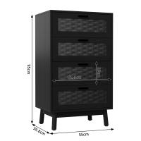 Cómoda de 4 cajones 55×40×95 cm, mueble de almacenaje moderno con acabado tejido, estructura estable de madera, para dormitorio y salón - details 4