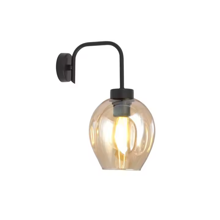 Lámpara de Pared Lukka, Maple, Negro, 14x26x14 cm - 1