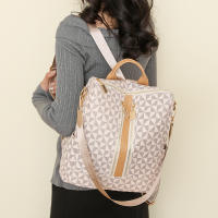 Mochila De Piel De PU Vintage Para Mujer Con Patrón De Diamantes Gran Capacidad Antirrobo Multiusos Para Salidas - details 7