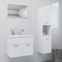 vidaXL Juego de muebles de baño madera de ingeniería en color Blanco/Roble Sonoma/Gris hormigón y más | almacenamiento funcional diseño moderno para baño dormitorio sala - details 0