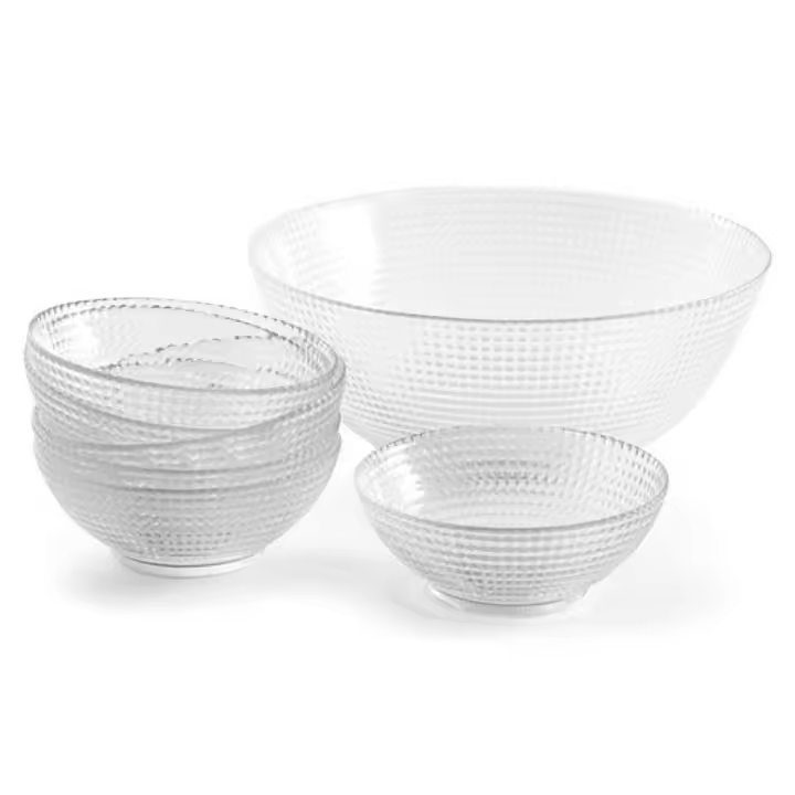 STARLEY-Ensaladera cristal + 6 bols,Juego de 7 cuencos para servir,Tazones para mezclar de vidrio,ensaladera, frutero 13cm,24cm - 1