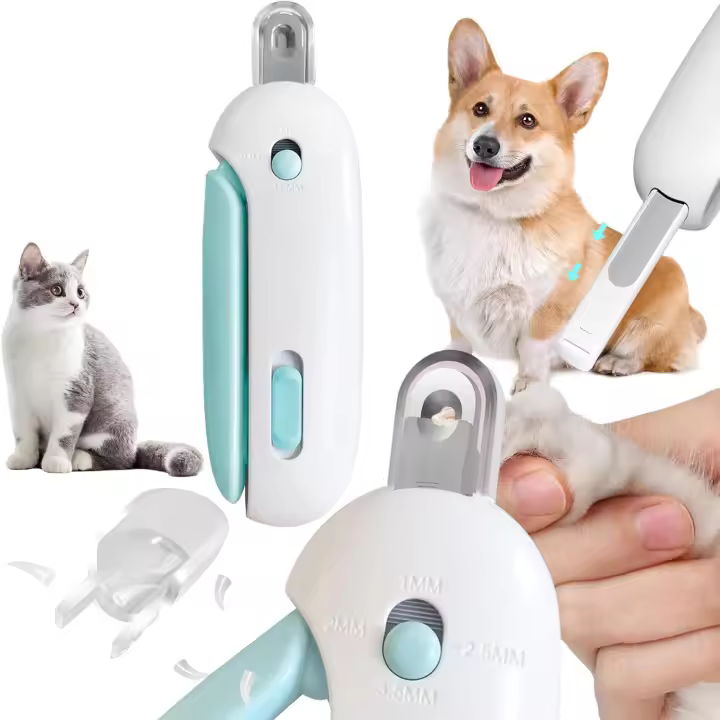 Cortaúñas para gatos con apertura ajustable, cortaúñas para perros con 4 marchas y lima de uñas, herramienta de aseo segura para mascotas (azul) - 1