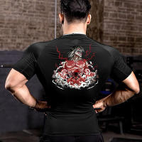 Camiseta De Compresión Secado Rápido Para Hombre Attack on Titan Fitness Gorrito Gótico Camiseta Deportiva Manga Corta Manga Larga Manga Media Para Verano Manga Corta Manga Larga Manga Media - details 3