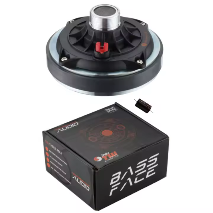 1 BASS FACE INDY TW/THREE MAX4 driver de compresión tweeter 150 vatios RMS 300 vatios máx, Rosca de 3,4 cm para trompetas, 4 ohmios, 101 dB, coil móvil de 5,12 cm, 1 Pieza + condensador de regalo - 1