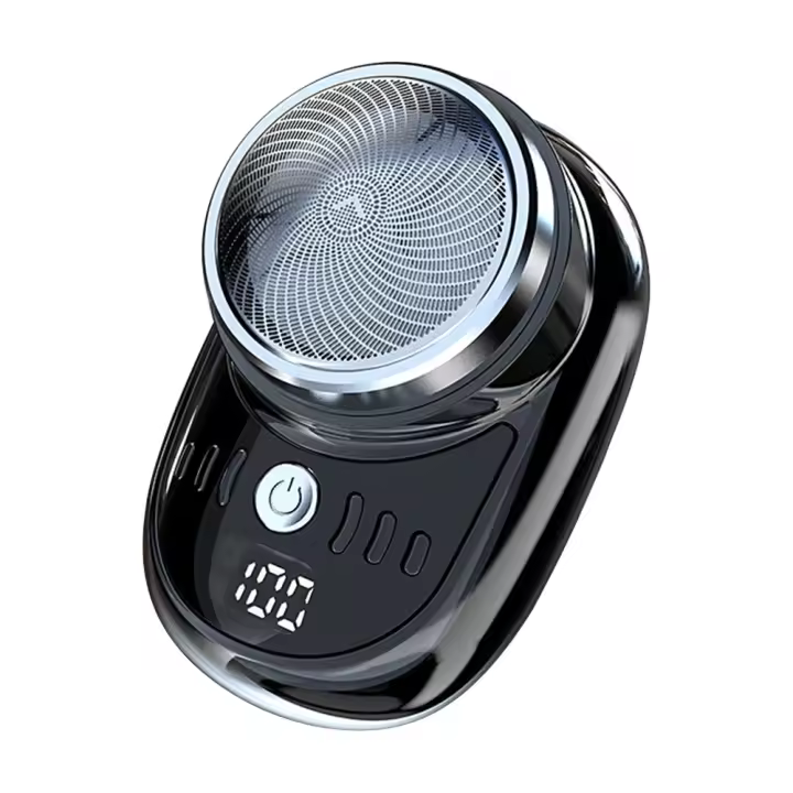 Mini Afeitadora Eléctrica USB Recargable Peluca De Viaje Portátil Con Pantalla Digital Afeitadora De Barba Desmontable Material Plástico Tamaño Compacto Para Hombres - 1