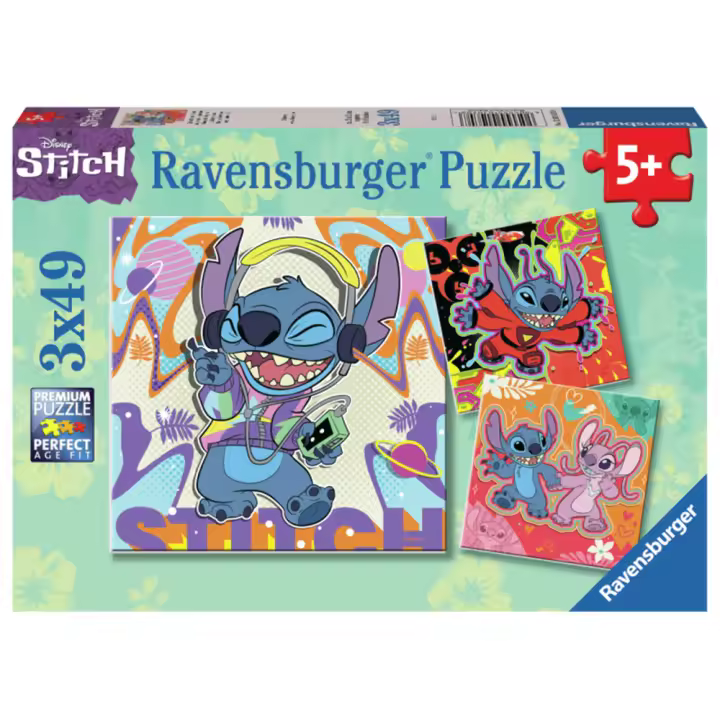 RAVENSBURGER PUZLE DISNEY STITCH 3X49 PIEZAS, 01070, TIENDA CON LICENCIA OFICIAL - 1