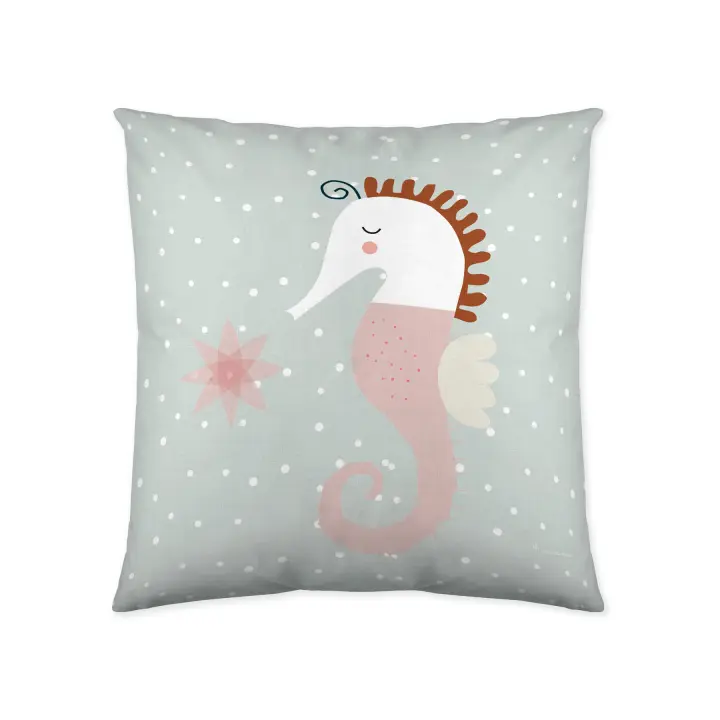 FUNDA DE COJIN VACIO INFANTIL 100% ALGODÓN SEAHORSE 40x40 CM HACIENDO EL INDIO FABRICADO EN ESPAÑA - 1