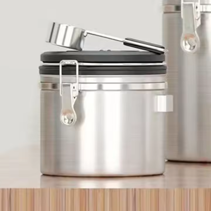 Contenedor De Almacenamiento Airtight De Acero Inoxidable Para Cofeina Gran Capacidad Reserva De Alimentos Ecológico Y Fresco - 1