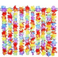 10 guirnaldas de leis hawaianas gruesos de primera calidad, Collares de Flores de Colores para decoraciones de luau, despedidas de Soltero, accesorios de Playa, Fiesta Tropical with flamencos - details 0