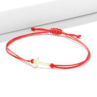 Pulsera De Acero Inoxidable Gótica Con Cruce Hollow Y Cordón Rojo Negro Para Mujer Pulsera De Moda Con Encanto Joyería Regalos - details 2