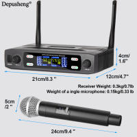 Micrófono Inalámbrico Handheld Doble 2 Canales UHF Frecuencia Fija Dinámico Para Karaoke Boda Fiesta Banda Show - details 7