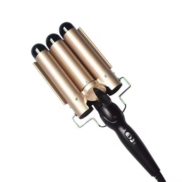 Rizador De Pelo Eléctrico Ajustable En Temperatura Con 3 Tubos Egg Roll Triple Barrel Wanda Para Estilo De Ondas Y Rizos Cerámica Tourmalina - 1