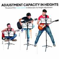 Ociodual Atril Metálico Plegable para Partituras de Música Viajes Desplazamientos Negro Soporte Ajustable Regulable Altura - details 3