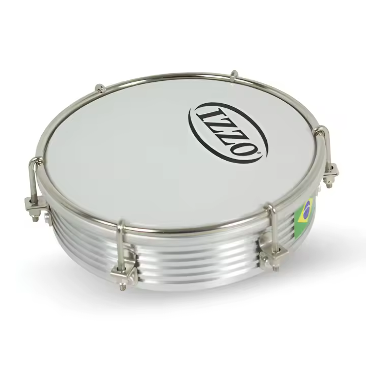 Tamborim 6" Aluminio Izzo Ref. Iz6584,Parche blanco P1. 6 divisiones niqueladas fijas. - 1