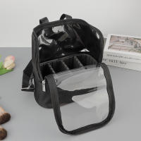 Bolso Portátil De PVC Para Maquillaje Gran Capacidad Transparente Semi-Transparente Estilo Exterior Organizador Diagonal Negro - details 7