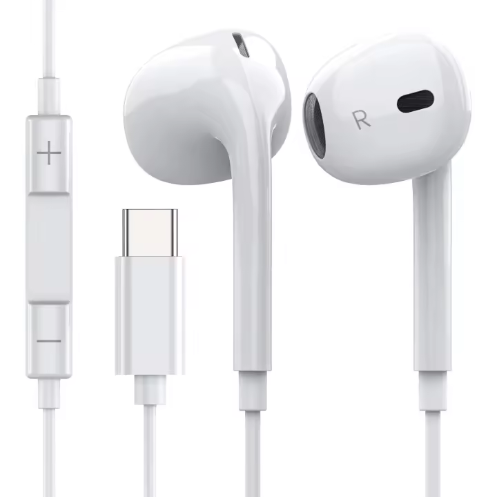 Auriculares USB Tipo C In-Ear HiFi Sonido Auriculares con Cable Blanco USB C Auriculares Internos con Micrófono Compatible con iPhone 15Plus Pro MAX Galaxy S23 iPad Pro 2022 Huawei Xiaomi Pad 5 6 Redmi Pad Tablet Pixel 8 7a 7 6a Oneplus 11 etc. - 1