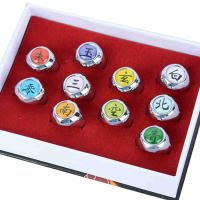 10PCS/set Anillos De Metal Anime Naruto Akatsuki Itachi Accesorios De Cosplay Juguetes Para Niños Figura De Acción Regalo - details 0