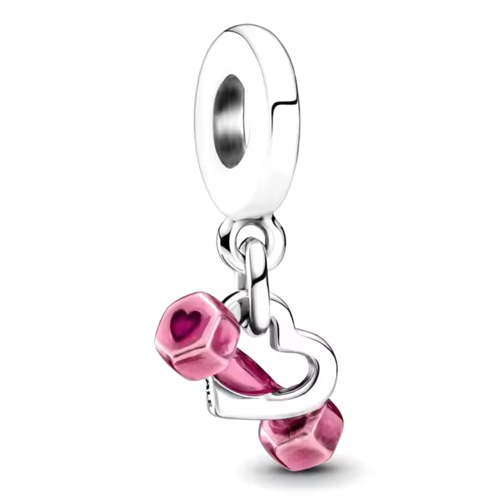 Pandora Charm de Colgante en Plata de Ley Colgante con forma de corazón y mancuerna 799545C01，Incluye Caja Original - 1