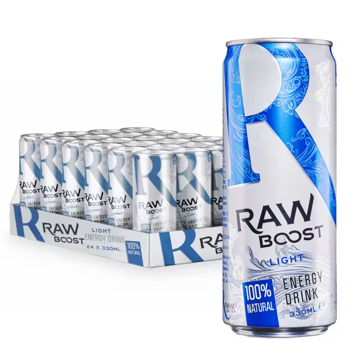 Raw Boost Light 100% Natural & Vegan Energy Drink  - Pack 24 X 330ml - 1