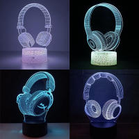 Lámpara De Noche 3D Ilusión De Auriculares Monitores De Estudio Luz De Mesa Para Habitación Colores Con Ilusión De Auriculares Para Niños - details 0