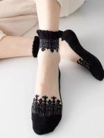 Calcetines De Verano Transparentes Y Transpirables Para Mujer Ultra Delgados De Lentejuelas Y Encaje Calcetines Cortos Para Niñas - details 2