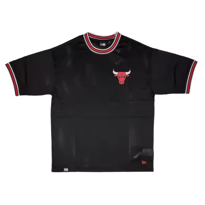Camiseta NBA Mesh Chicago Bulls Logo Oversized New Era Negra - 1