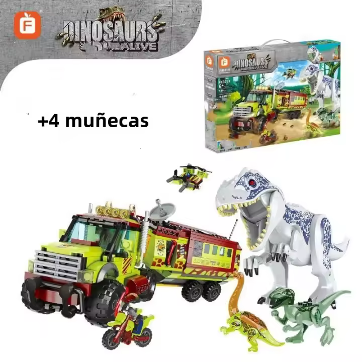 Bloques De Construcción Dinosaurio Jurassic Adventure Team Escena De Dinosaurios Rompecabezas Modelo Juguete Regalo Para Niños Y Adultos - 1