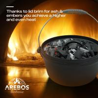 AREBOS hierro fundido Dutch Oven BBQ Set de con caja madera guantes protectores - details 7