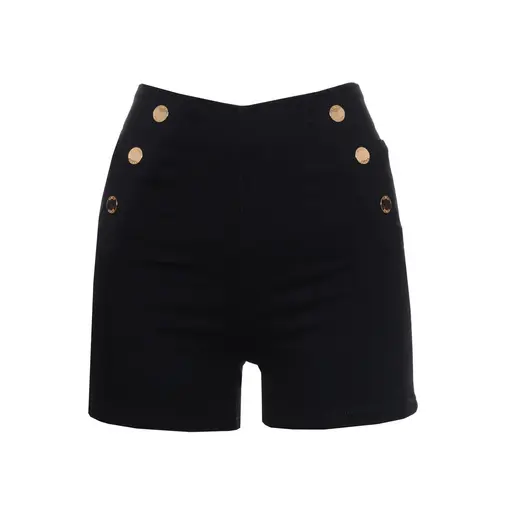 GUESS — Cod. W1FD22 Pantalones cortos, mujer, elastico, solo color, con logo, cierre con zip - 1