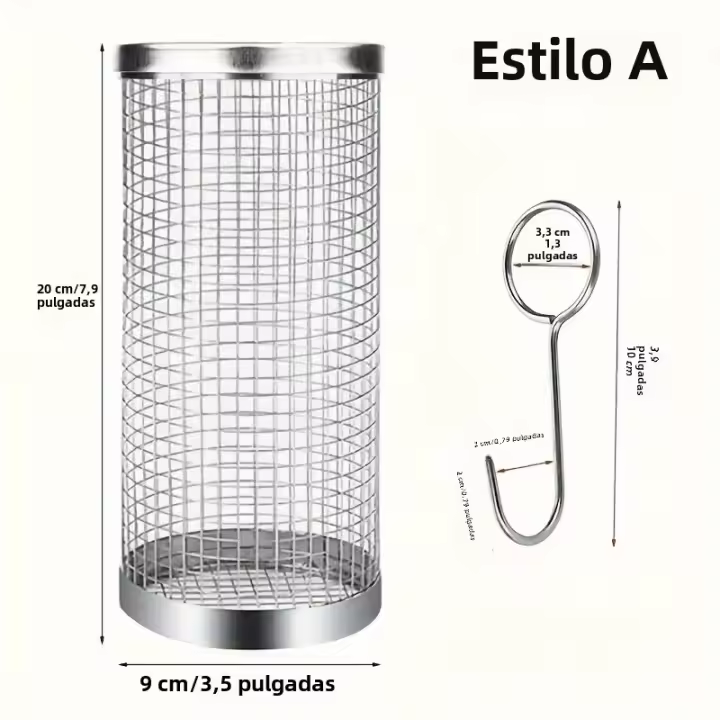Cesta De Barbacoa Portátil En Red De Acero Inoxidable Redonda Para Camping Al Aire Libre Con Tubo De Malla BBQ - 1