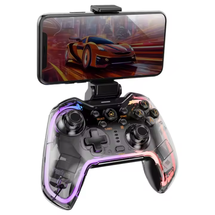 Mats Gaming MGP-BT2, Gamepad Bluetooth 5.0, RGB Neon, Adaptador Universal Smartphone hasta 7", Función Turbo, Vibración Háptica, Gatillos Analógicos, Función de Macros, Conexión Dual, Switch, Switch 2, PC, Android, iOS +13.0, PS3, PS4, Negro - 1