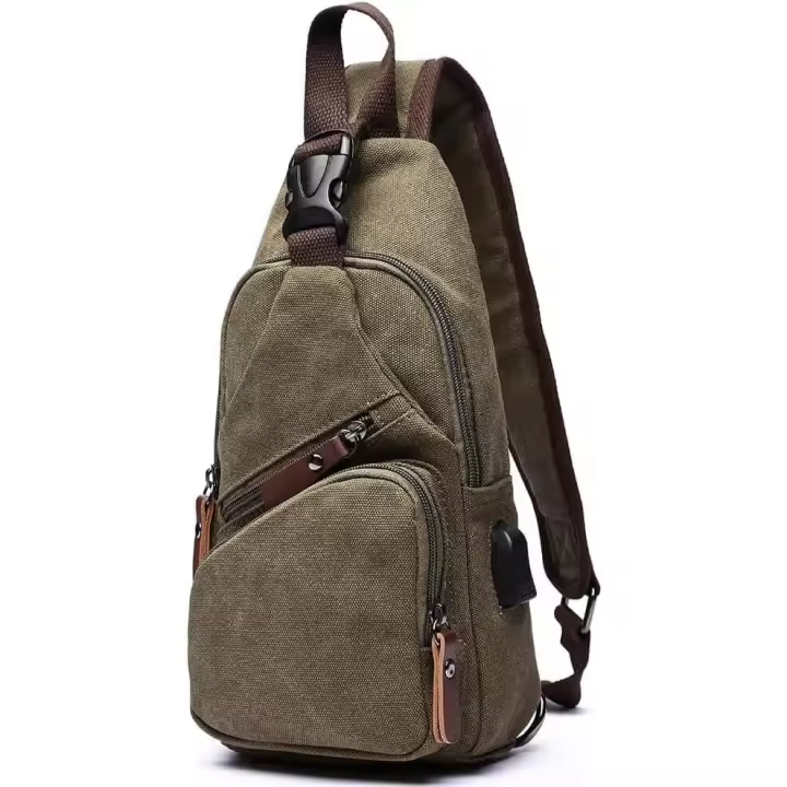 Mochila bandolera de lona, mochila informal para hombre y mujer, ideal para actividades al aire libre, ciclismo, senderismo, viajes, pesca, compras y trekking. - 1