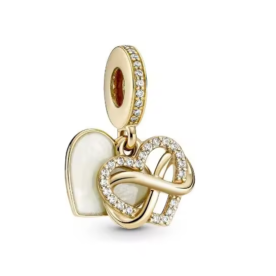 PANDORA Dijes centeleantes con diseño de corazón y símbolo de Infinito, Comes con embalaje de Caja De Regno original. - 1