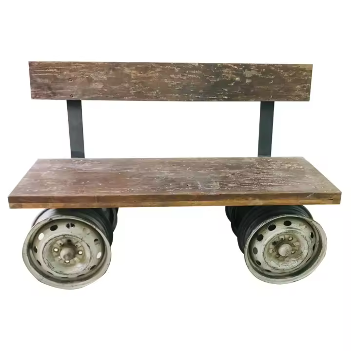 Banco de madera y metal marrón 142x44x98 - 1