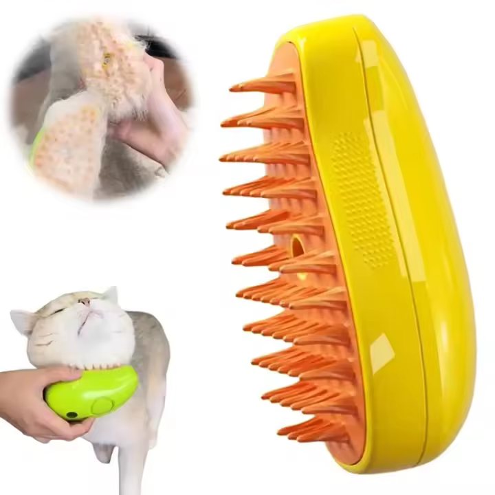 Cepillo De Vapor Eléctrico Para Gatos 3 En 1 Con Masaje Y Eliminador De Pelos De Silicona Suave Cepillo De Belleza Para Mascotas - 1