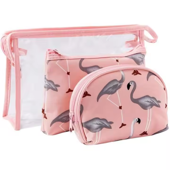 Bolsa organizadora de artículos de tocador, paquete de 3, bolsa de viaje de PVC para artículos de tocador, bolsos para mujeres, bolsa de maquillaje, bolsa de maquillaje, billetera pequeña transparente con - 1