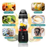 Licuadora y exprimidor de 6 cuchillas Mini - Carga USB, pantalla digital de 3 velocidades, cuchillas de acero inoxidable para smoothies, batidos y jugos frescos - Portátil, ideal para camping, viajes y regalos, Camping Essentials | Gadget de cocina modern - details 4