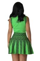 Vestido Mini De Oficina Para Mujer Estampado Y Elástico De Tenis Con Cuello Redondo Y Falda Plisada Casual Middle Age Polyester - details 36
