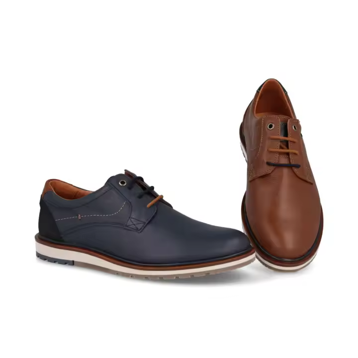 Mº2872 - DJ SANTA ZAPATOS DE HOMBRE  COLORES : MARINO , CUERO  TALLAS: 39 AL 46  CORTE EXTERIOR: PIEL  FORRO INTERIOR: TEXTIL  PLANTILLA: TEXTIL  ALTURA TACÓN / CUÑA : 2,5 CM.  PISO : SINTÉTICO - 1
